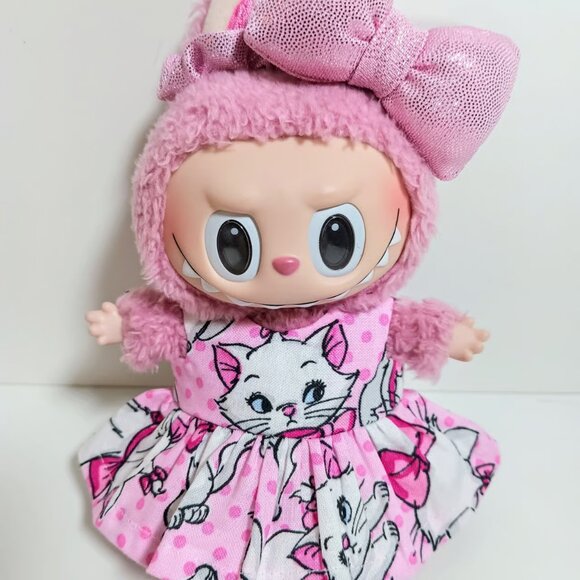 Labubu Disney Aristocats Marie Inspired Dress with Matching Metallic Bow Outfit - Picture 6 of 8